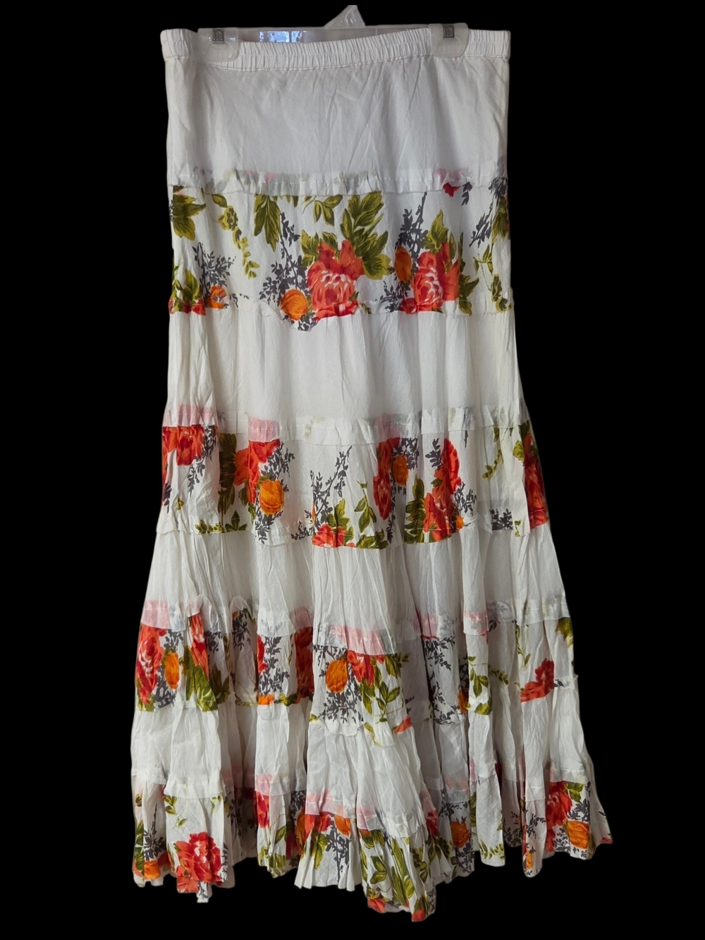 RARE Vintage Y2K Derek Heart Summer Maxi Skirt Size L Floral 100% Cotton